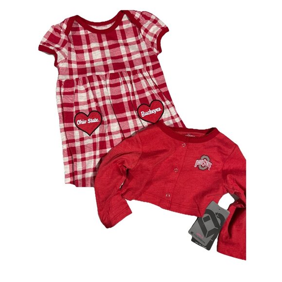 NEW Ohio State Buckeyes OSU Colosseum Dress Cardigan Outfit Infant Girl 6-12 Mo - Picture 1 of 9